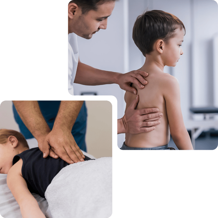 Chiropractor providing gentle pediatric spinal care for a young child